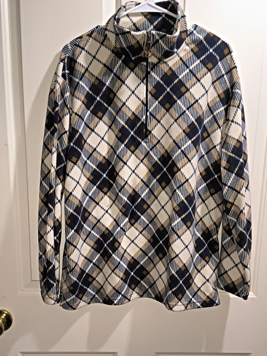 essential by oleg Other - Oleg Cassini Men’s Half-Zip Argyle Sweater in Cream, Navy & Tan
